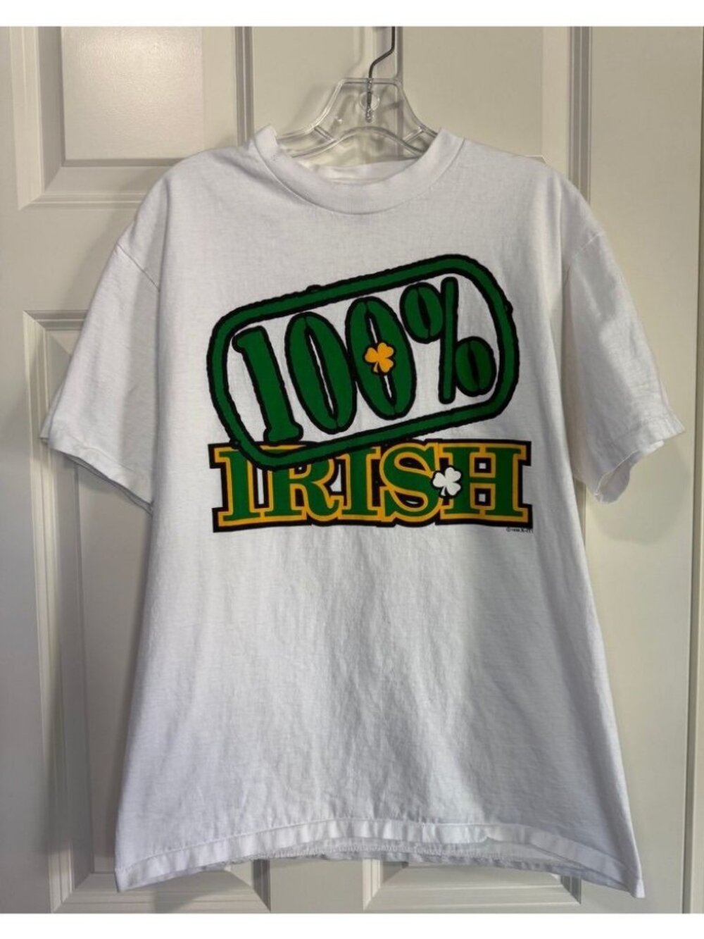 Vintage 100% Irish T-Shirt PowerPro by Oneita Single Stitch Tee Adult Large 1996
